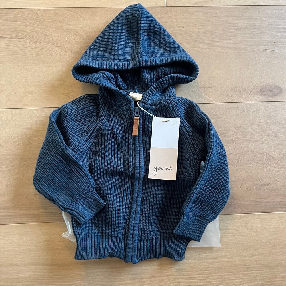 NWT Goumi Kids Winter Storm Baby Knit Hoodie SZ 18-24 mo Sweater Organic Cotton